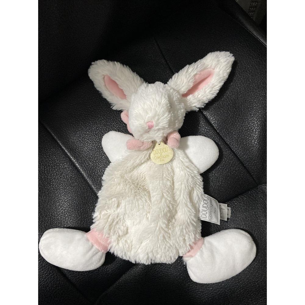 DouDou Et Compagnie Paris Plush Mon Lapin Bonbon Bunny Lovey Blanket Pink